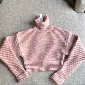 NWT For Love and Lemons “Madeline” Sweater, Blush Pink Turtleneck